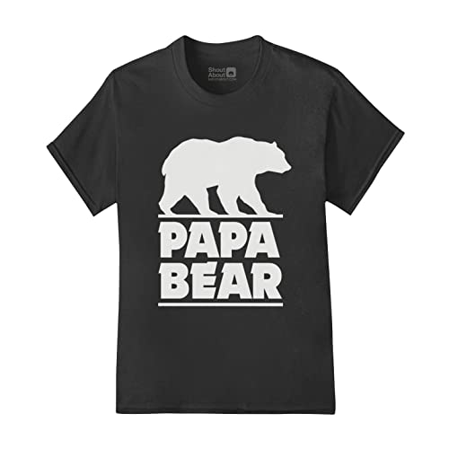 PAPA Bear Fathers T Shirt Gift for Dad Black