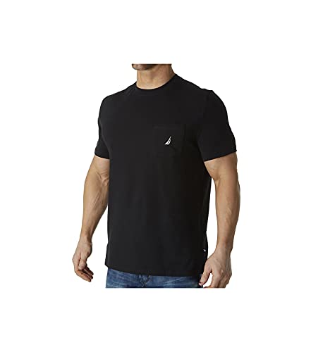 Nautica Men's Solid Crew Neck Short Sleeve Pocket T-Shirt Black