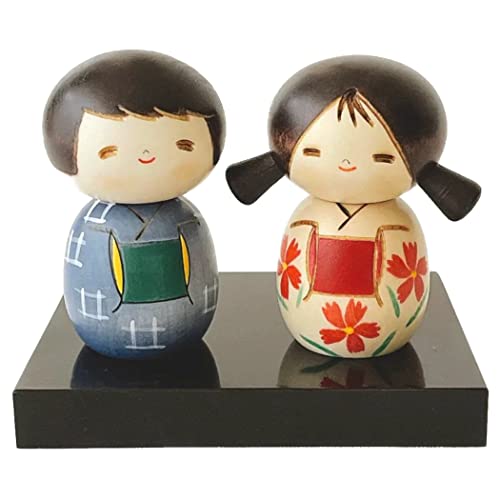 Modern Japanese Kokeshi Doll (NAKAYOSHI), Made in Japan, Collectible Figurines, Traditional Crafts, boy • Girl in Kimono