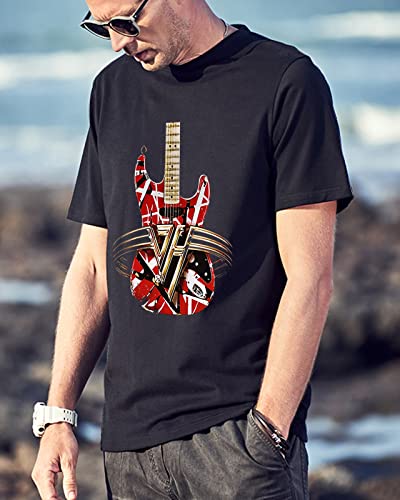 Vintage Classic Guitar T Shirt 1970s Outfits for Men Tee T-Shirt Black