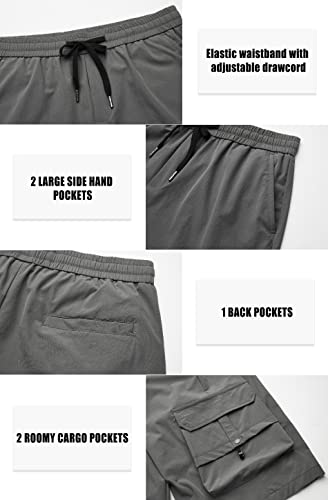 Mens Cargo 11 Inch Shorts for Hiking Golf Casual Athletic Quick Dry Ralaxed Fit Fishing Tactical Sports Shorts, Grey XXL