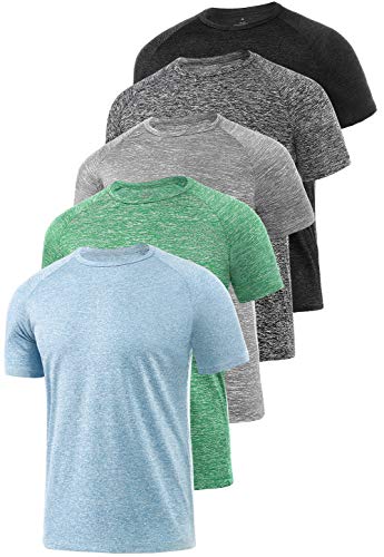 Xelky 4-5 Pack Men's Dry Fit Short Sleeves T Shirt Moisture Wicking Athletic