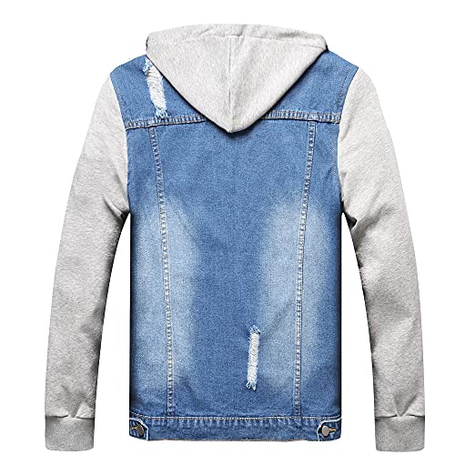 LZLER Hoodie Jean Casual Slim Fit Jacket for Men