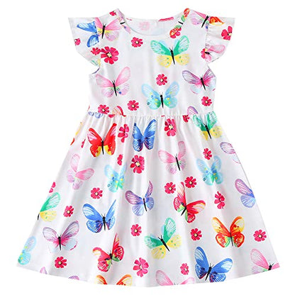 Little Girls Casual Dresses Cozystep Toddler 3-Pack Summer Short Sleeve Crew Neck Print Skirt for 3-6 Years