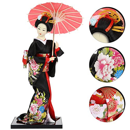 Japanese Geisha Kimono Doll Asian Geisha Collectible Figurine Kimono Girl Statue for Home Office Car Birthday Party Decor