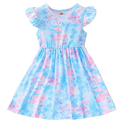 Little Girls Casual Dresses Cozystep Toddler 3-Pack Summer Short Sleeve Crew Neck Print Skirt for 3-6 Years