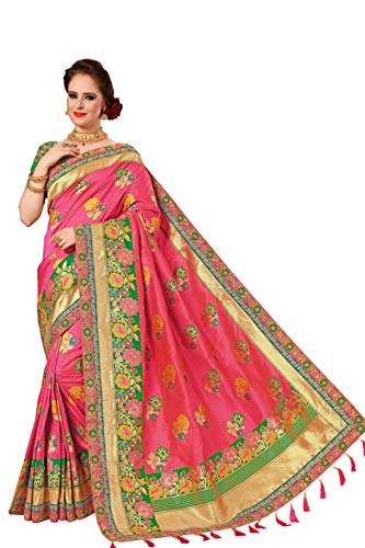 Nivah Fashion Women's Banarasi Jacquard Silk Saree with Blouse