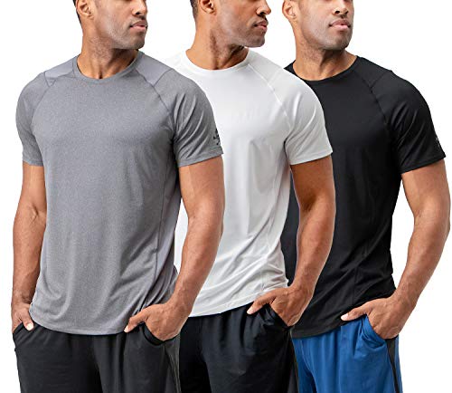 DEVOPS Men's 3-Pack Quick Dry Short Sleeve Athletic T-Shirt