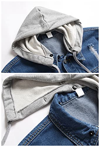 LZLER Hoodie Jean Casual Slim Fit Jacket for Men